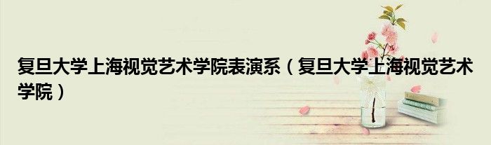 复旦大学上海视觉艺术学院(复旦大学上海视觉艺术学院表演系)