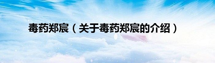 关于毒药郑宸的介绍(毒药郑宸)