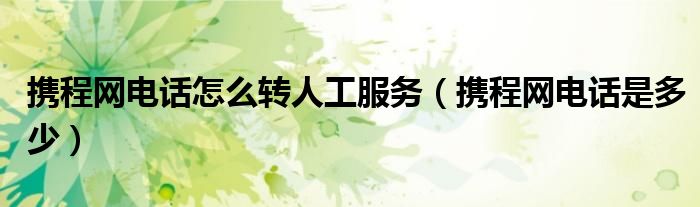 携程网电话是多少(携程网电话怎么转人工服务)