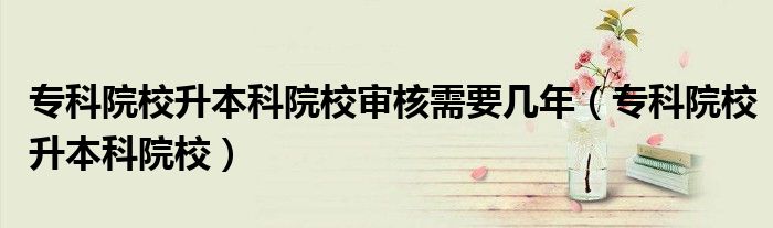 专科院校升本科院校(专科院校升本科院校审核需要几年)