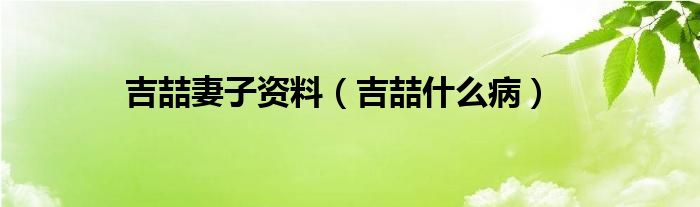 吉喆什么病(吉喆妻子资料)