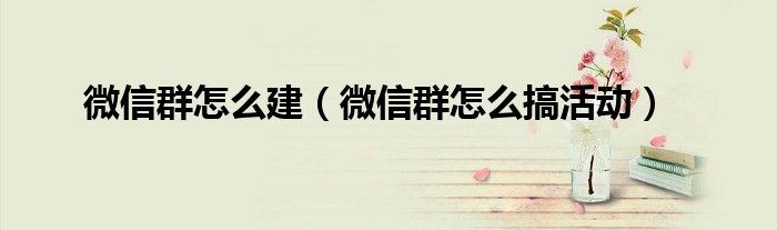微信群怎么搞活动(微信群怎么建)