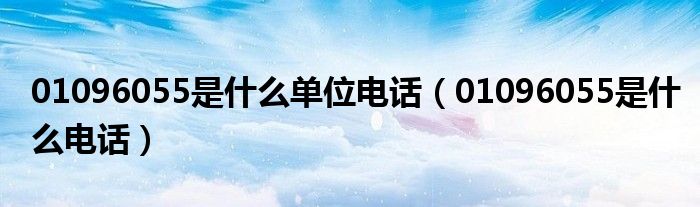 01096055是什么电话(01096055是什么单位电话)