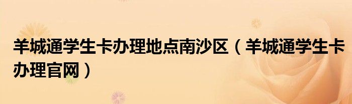 羊城通学生卡办理官网(羊城通学生卡办理地点南沙区)