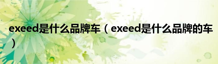 exeed是什么品牌的车(exeed是什么品牌车)