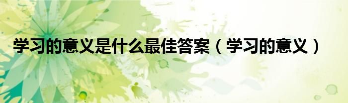 学习的意义(学习的意义是什么最佳答案)
