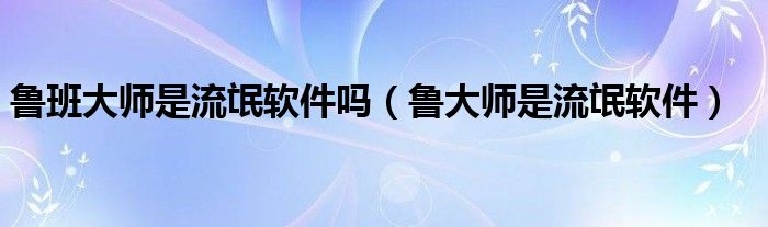 鲁大师是流氓软件(鲁班大师是流氓软件吗)