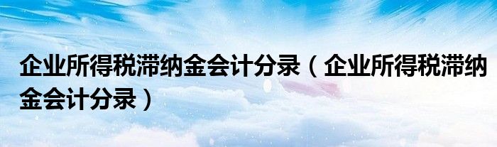 企业所得税滞纳金会计分录(企业所得税滞纳金会计分录)