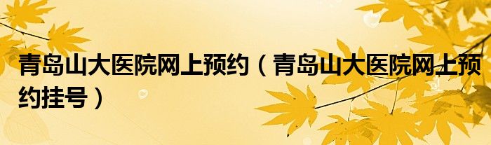 青岛山大医院网上预约挂号(青岛山大医院网上预约)