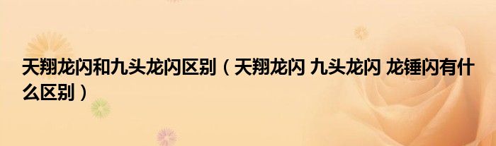 天翔龙闪 九头龙闪 龙锤闪有什么区别(天翔龙闪和九头龙闪区别)