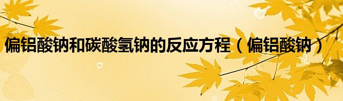 偏铝酸钠(偏铝酸钠和碳酸氢钠的反应方程)