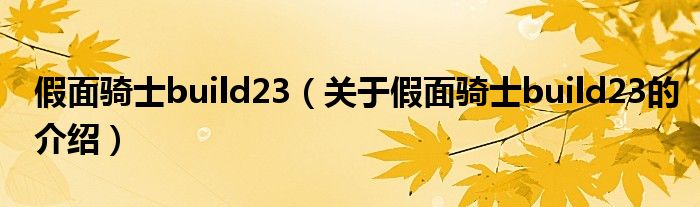 关于假面骑士build23的介绍(假面骑士build23)