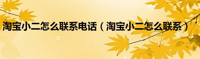 淘宝小二怎么联系(淘宝小二怎么联系电话)
