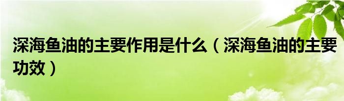 深海鱼油的主要功效(深海鱼油的主要作用是什么)