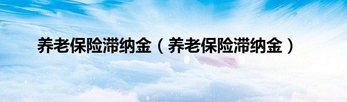 养老保险滞纳金(养老保险滞纳金)