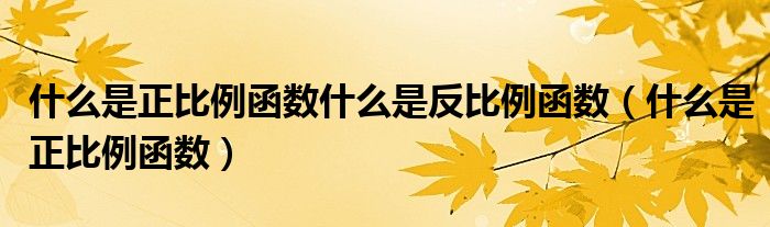 什么是正比例函数(什么是正比例函数什么是反比例函数)