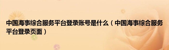中国海事综合服务平台登录页面(中国海事综合服务平台登录账号是什么)