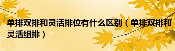 单排双排和灵活组排(单排双排和灵活排位有什么区别)