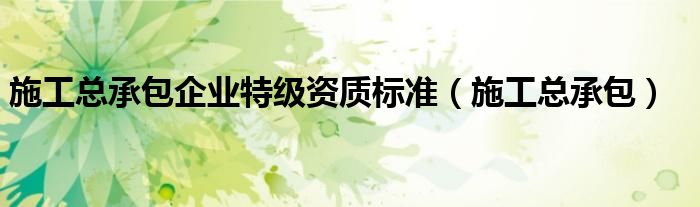 施工总承包(施工总承包企业特级资质标准)