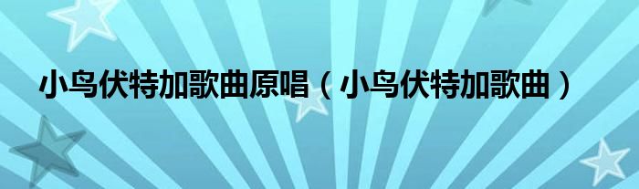 小鸟伏特加歌曲(小鸟伏特加歌曲原唱)