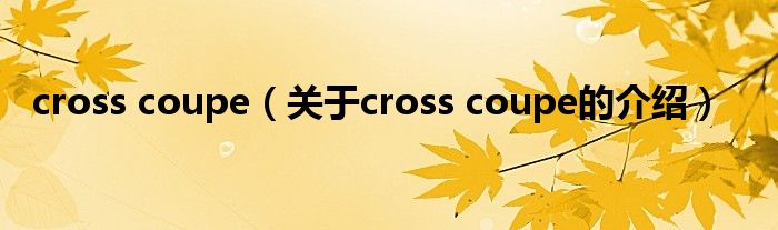 关于cross coupe的介绍(cross coupe)