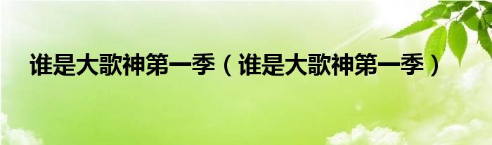 谁是大歌神第一季(谁是大歌神第一季)