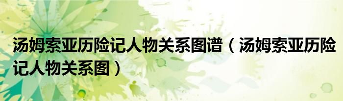 汤姆索亚历险记人物关系图(汤姆索亚历险记人物关系图谱)