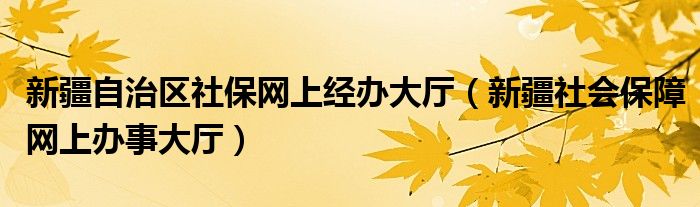 新疆社会保障网上办事大厅(新疆自治区社保网上经办大厅)