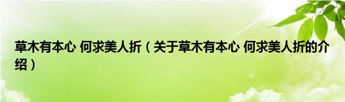 关于草木有本心 何求美人折的介绍(草木有本心 何求美人折)