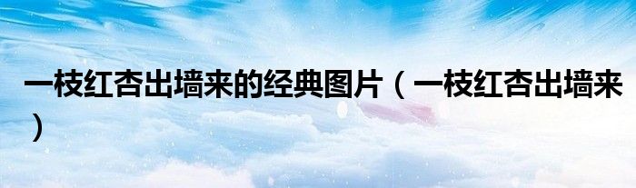 一枝红杏出墙来(一枝红杏出墙来的经典图片)