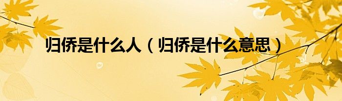 归侨是什么意思(归侨是什么人)