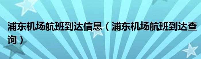 浦东机场航班到达查询(浦东机场航班到达信息)