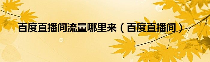 百度直播间(百度直播间流量哪里来)