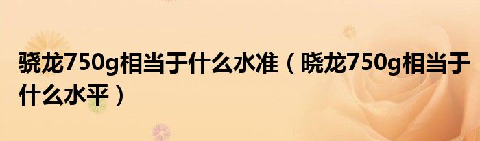 晓龙750g相当于什么水平(骁龙750g相当于什么水准)