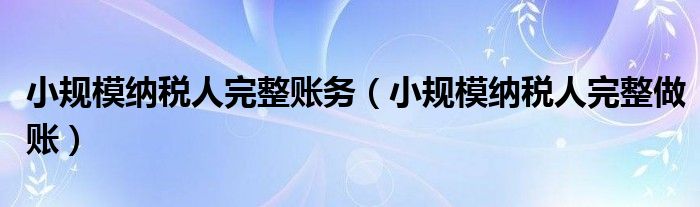小规模纳税人完整做账(小规模纳税人完整账务)