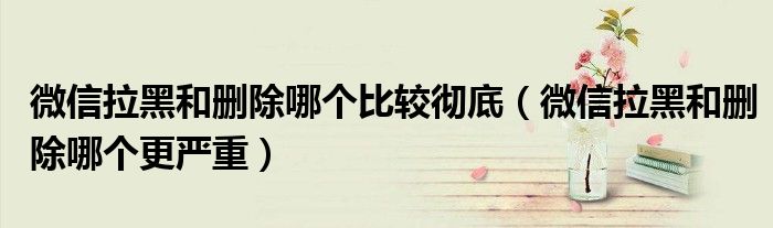 微信拉黑和删除哪个更严重(微信拉黑和删除哪个比较彻底)