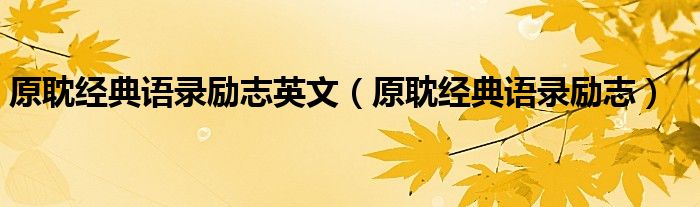原耽经典语录励志(原耽经典语录励志英文)