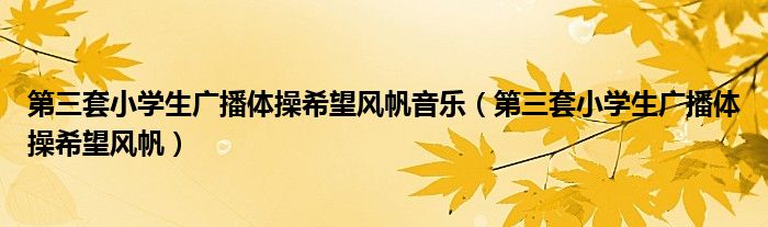 第三套小学生广播体操希望风帆(第三套小学生广播体操希望风帆音乐)