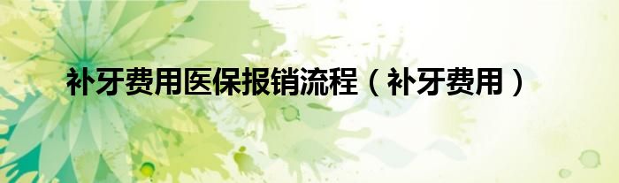 补牙费用(补牙费用医保报销流程)