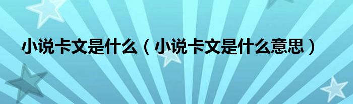 小说卡文是什么意思(小说卡文是什么)
