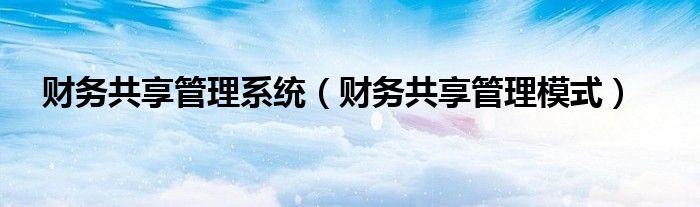 财务共享管理模式(财务共享管理系统)