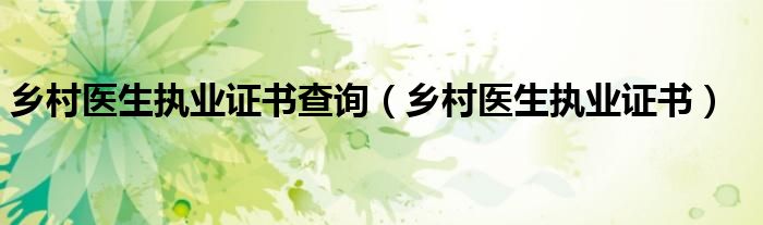乡村医生执业证书(乡村医生执业证书查询)