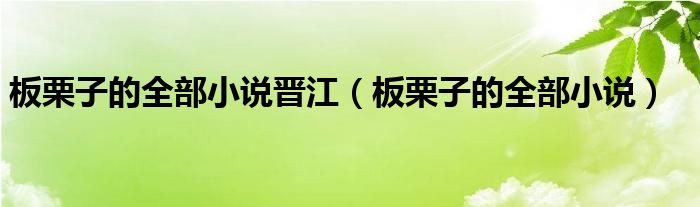 板栗子的全部小说(板栗子的全部小说晋江)