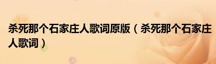 杀死那个石家庄人歌词(杀死那个石家庄人歌词原版)