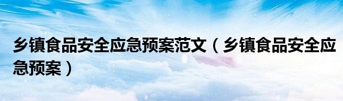 乡镇食品安全应急预案(乡镇食品安全应急预案范文)