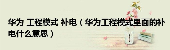 华为工程模式里面的补电什么意思(华为 工程模式 补电)
