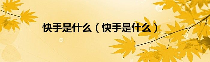 快手是什么(快手是什么)