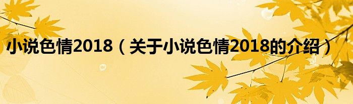 关于小说色情2018的介绍(小说色情2018)