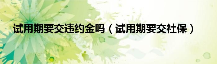 试用期要交社保(试用期要交违约金吗)