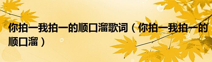 你拍一我拍一的顺口溜(你拍一我拍一的顺口溜歌词)